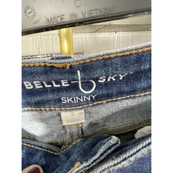 Belle&Sky Women's Size 8 Medium Wash Mid Rise Distressed Skinny Raw Hem Jean - Picture 3 of 3